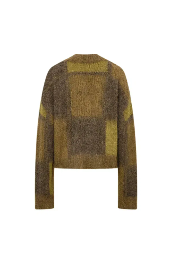 Nacton Plaid Cardigan in Baby Alpaca Blend Knit