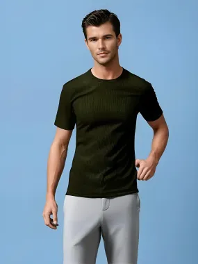 Olive Ribbed T-Shirt