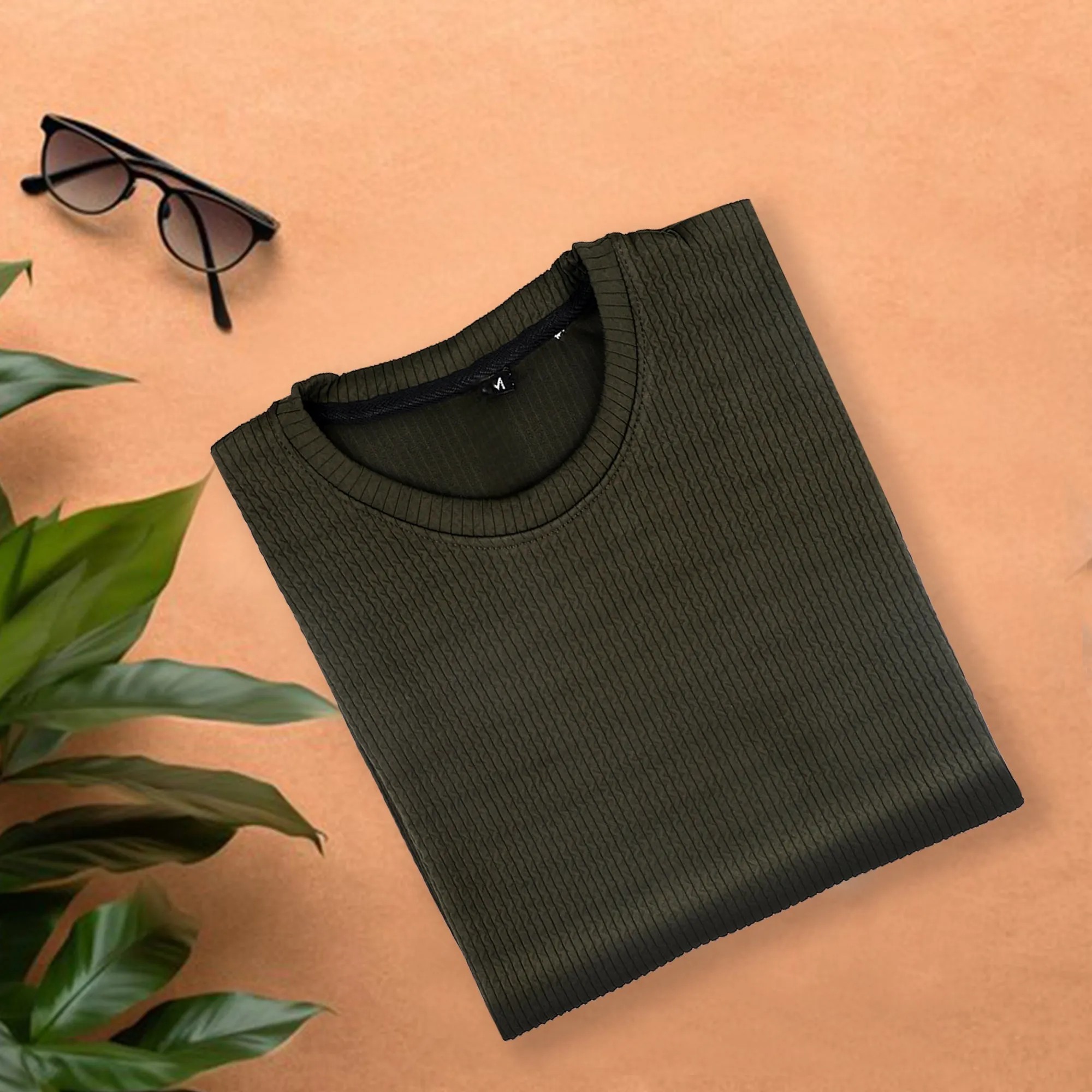Olive Ribbed T-Shirt