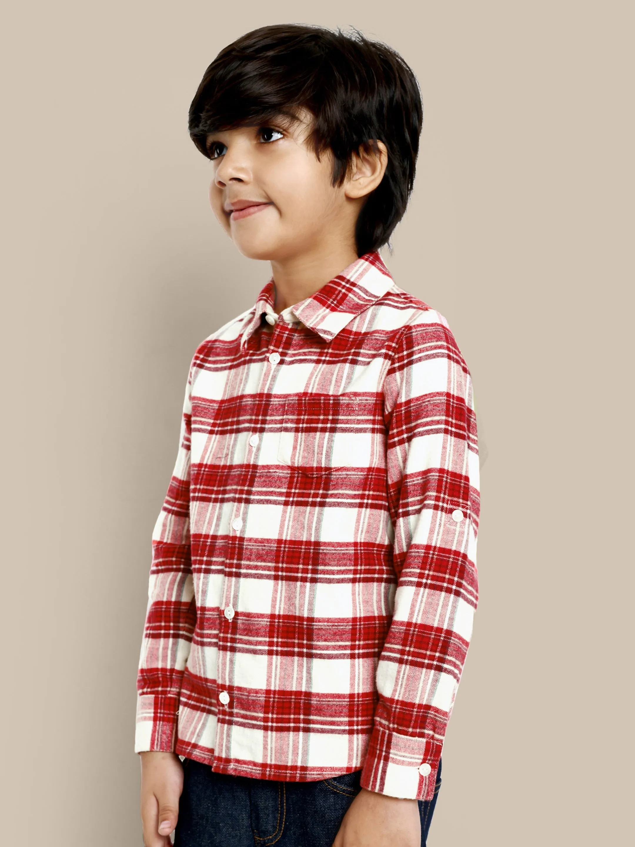 Parker Timeless Cotton Red Checks Boys Shirt