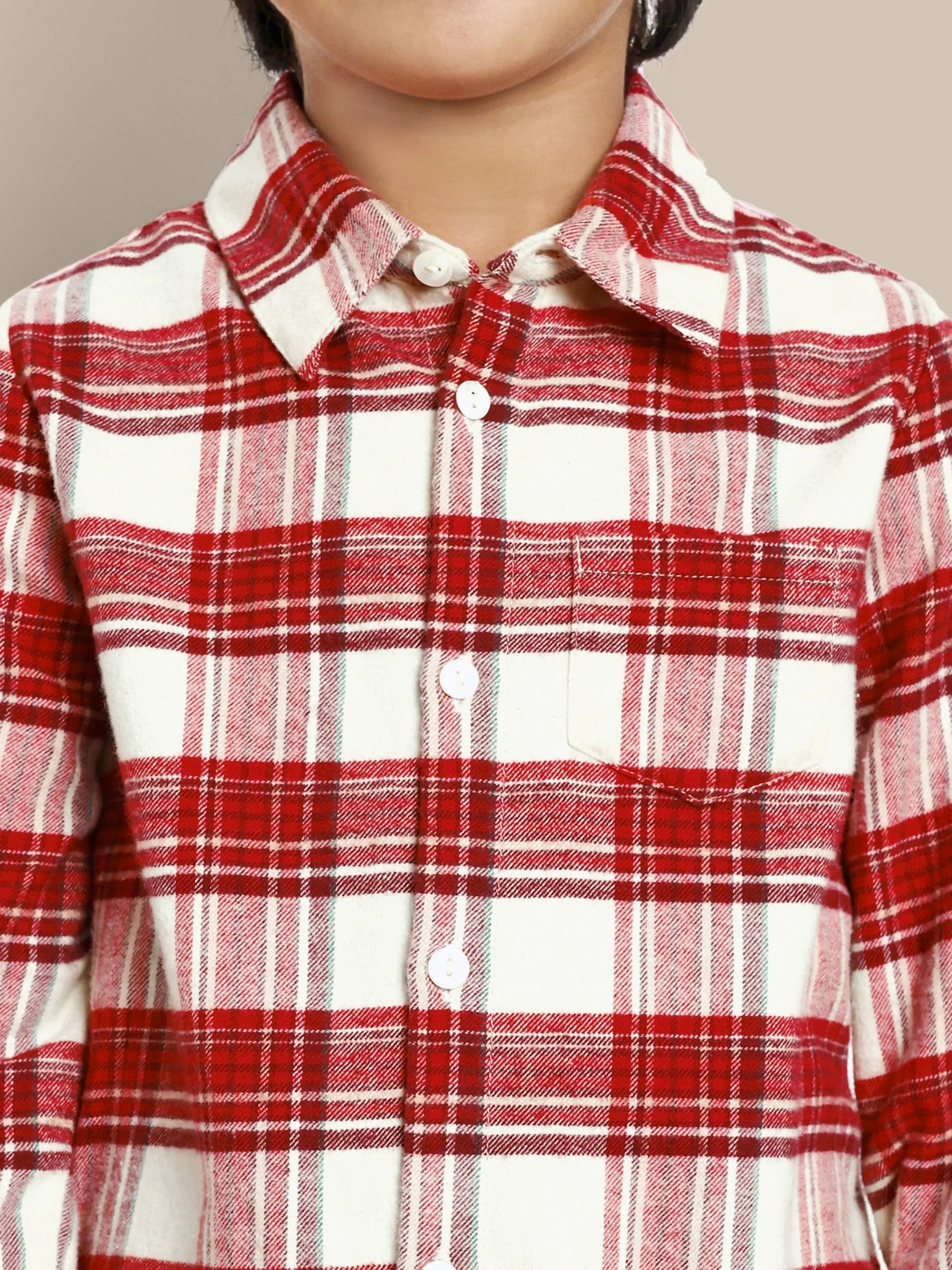 Parker Timeless Cotton Red Checks Boys Shirt