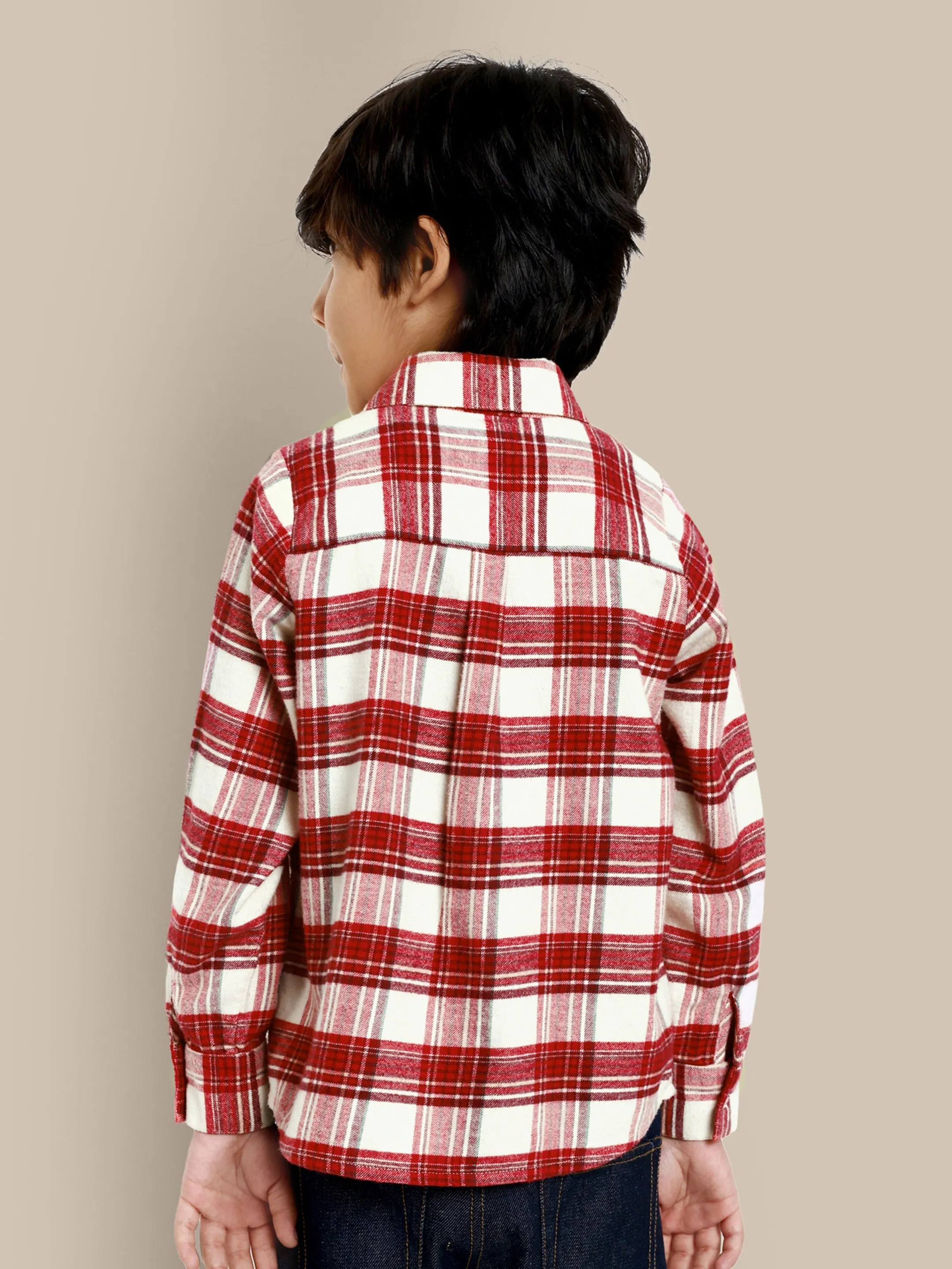 Parker Timeless Cotton Red Checks Boys Shirt