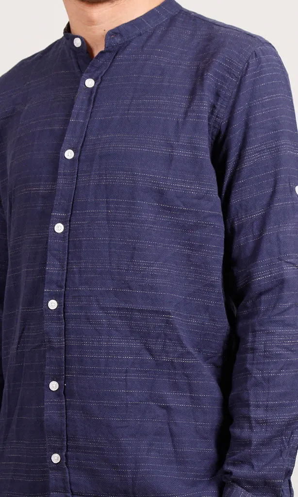 R206326-R206326 - Textured Button-Up Shirt - Navy