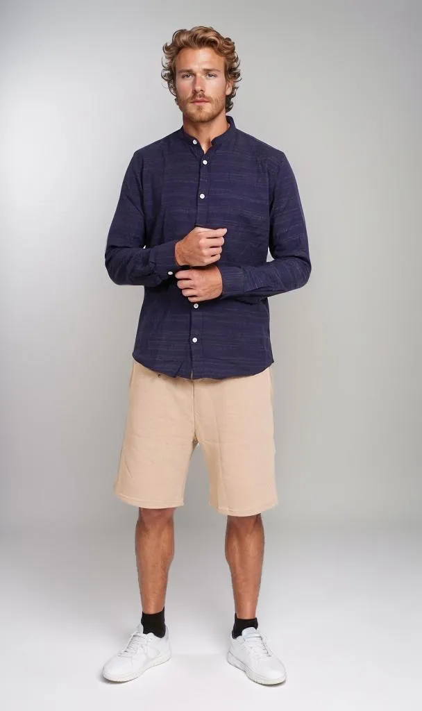 R206326-R206326 - Textured Button-Up Shirt - Navy