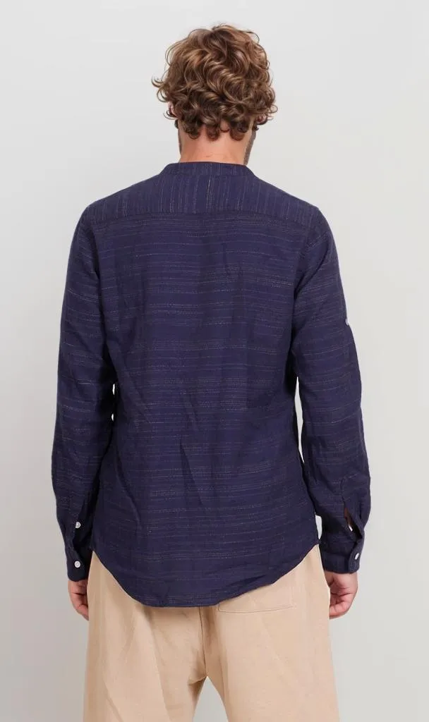 R206326-R206326 - Textured Button-Up Shirt - Navy