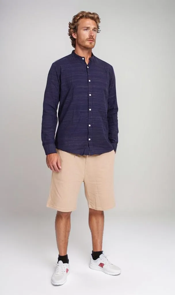 R206326-R206326 - Textured Button-Up Shirt - Navy