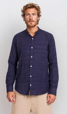 R206326-R206326 - Textured Button-Up Shirt - Navy