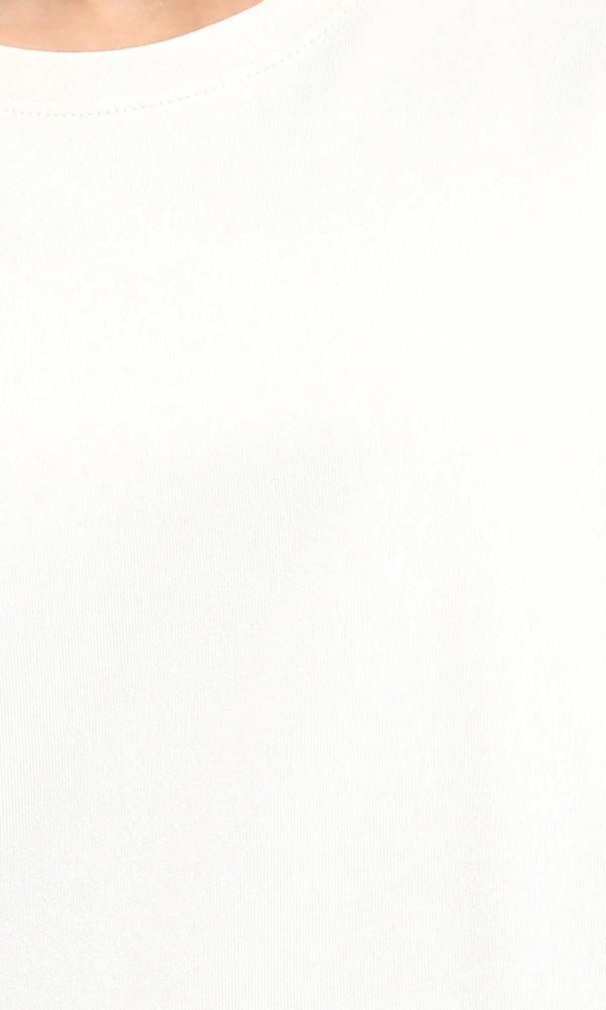 R209221 - Elbow Sleeves Solid Basic Tee - Off-White