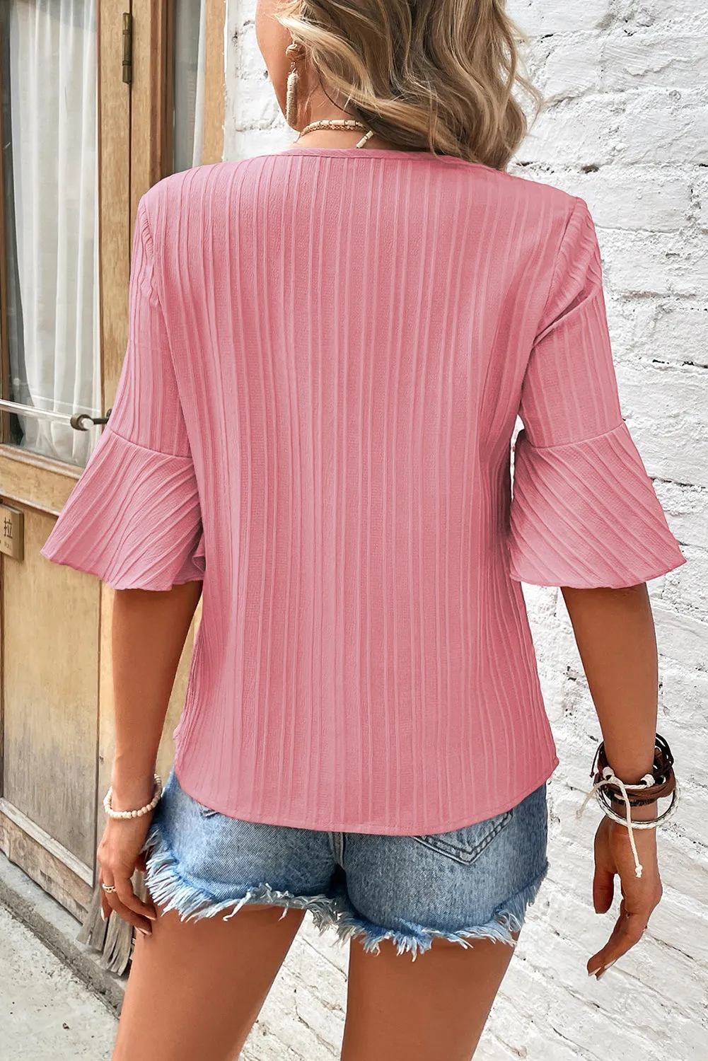 Ruffle half sleeve top - Pink