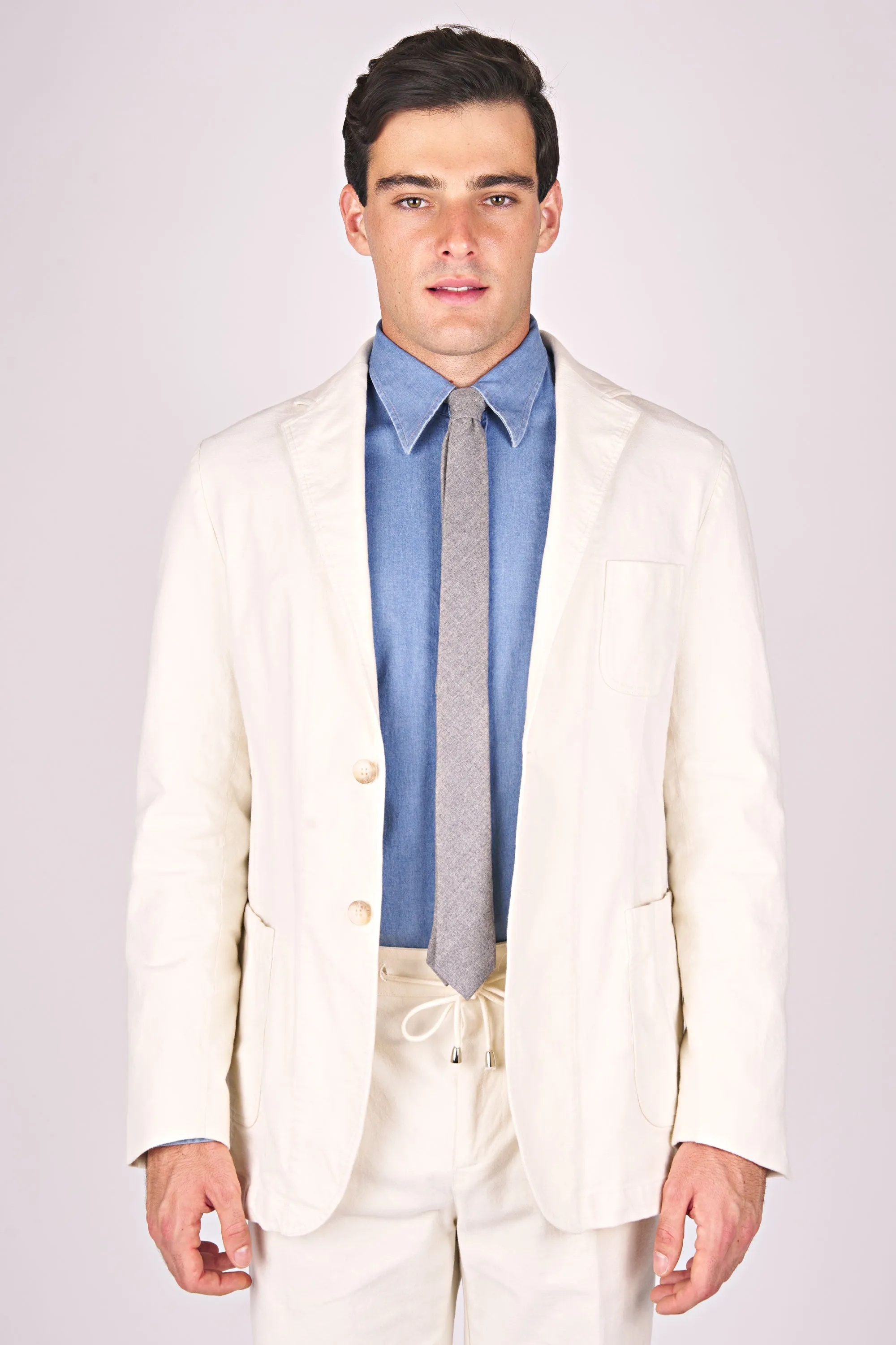 Stonewashed Melange Jersey Cotton Unlined Jacket