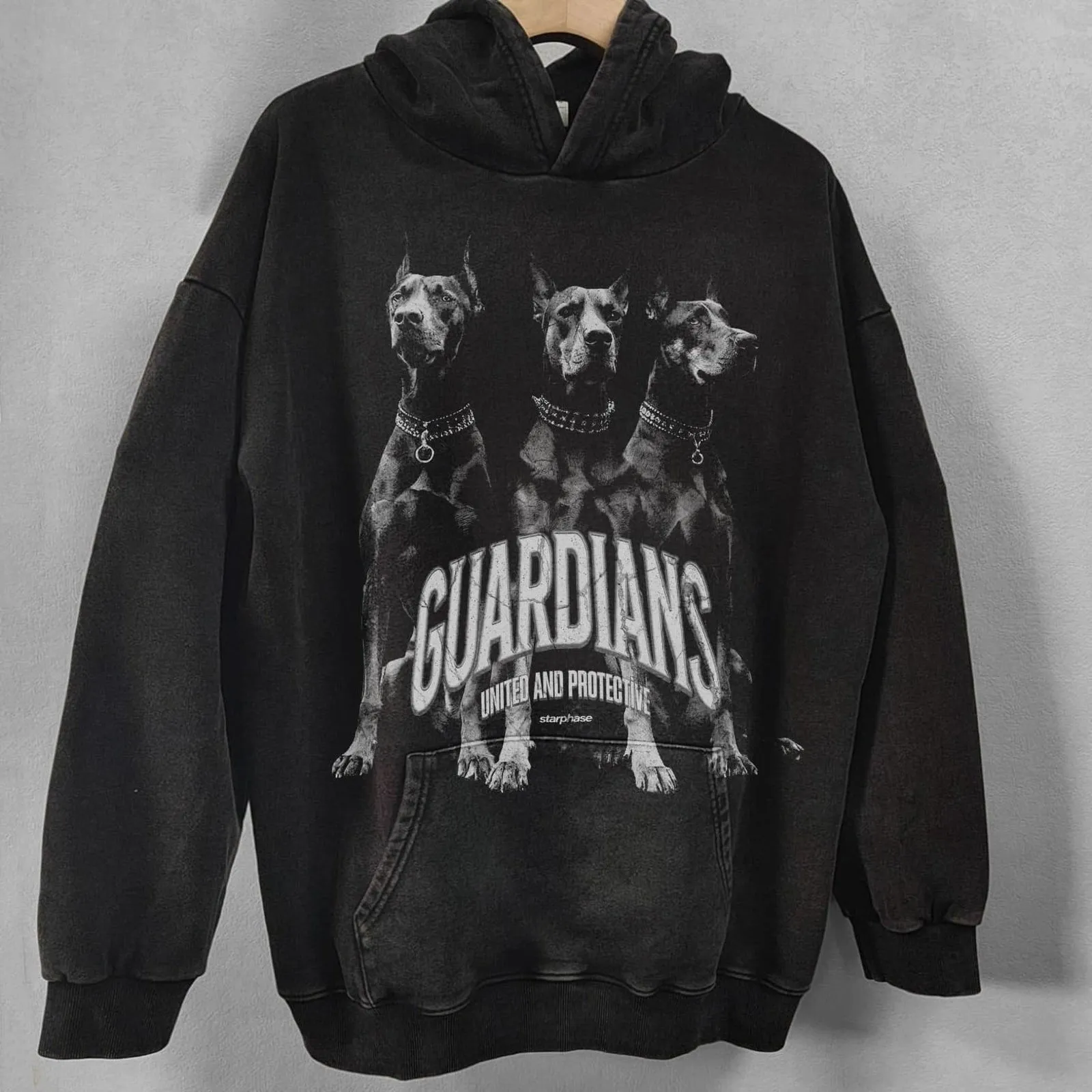 Team Doberman Oversized Washed Hoodie