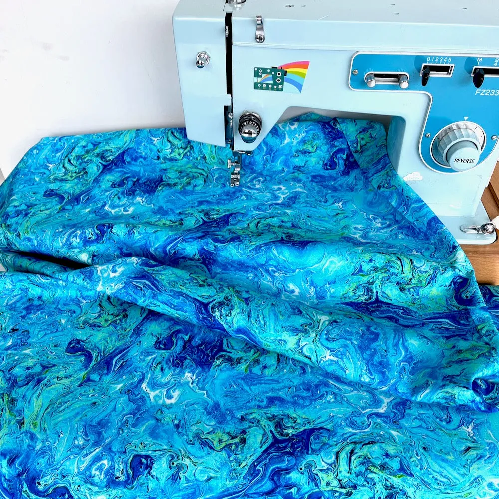 Timeless Treasures - Abstract Marble Texture - Blue