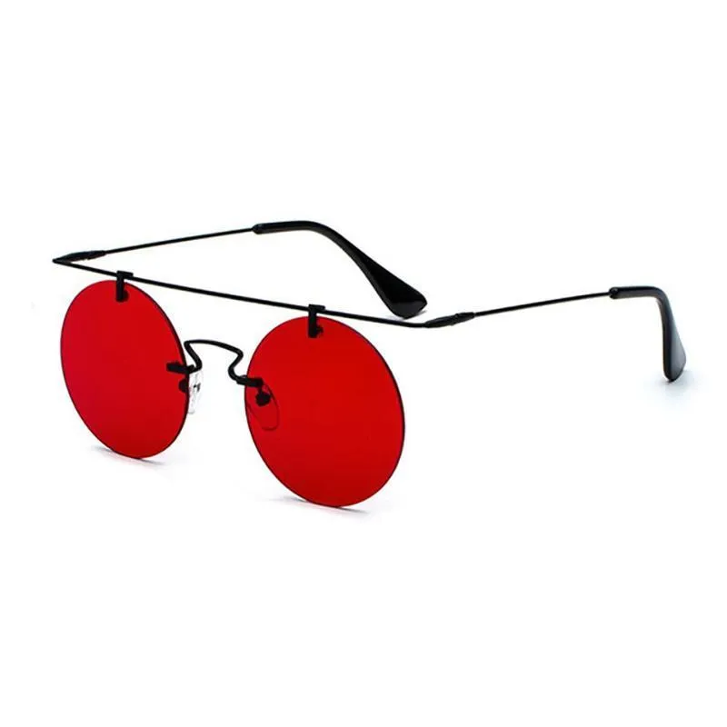 Vintage Punk Rectangular Bridge Rimless Lightweight Sunglasses