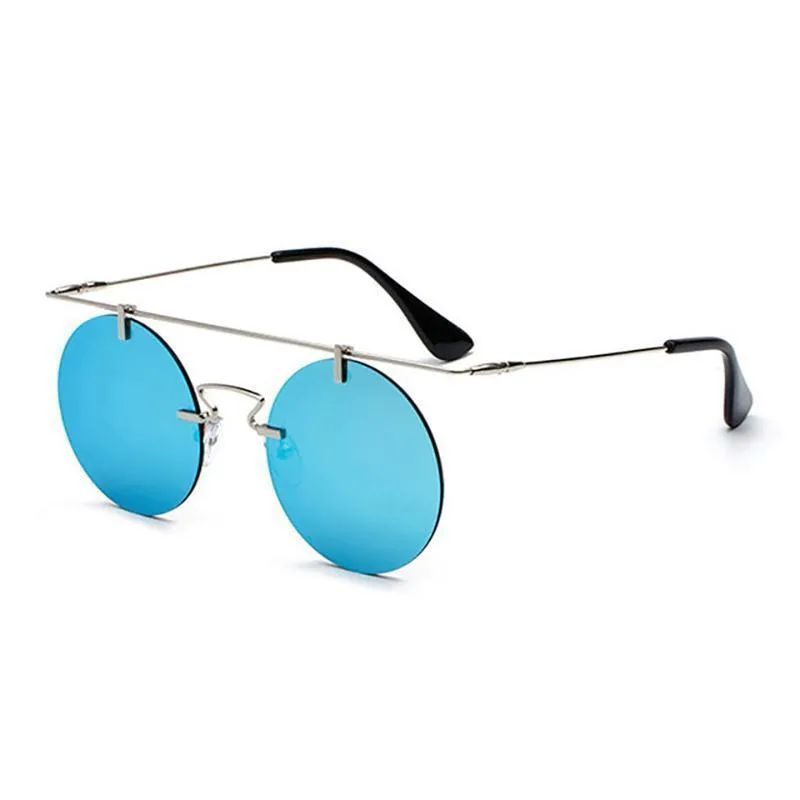 Vintage Punk Rectangular Bridge Rimless Lightweight Sunglasses