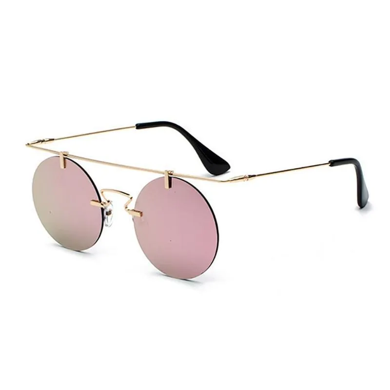 Vintage Punk Rectangular Bridge Rimless Lightweight Sunglasses
