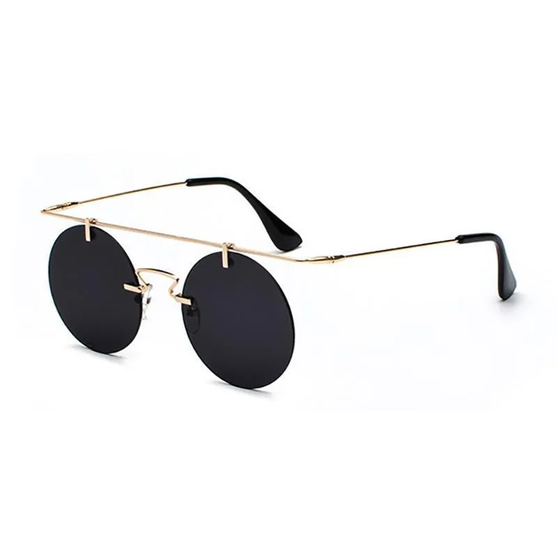 Vintage Punk Rectangular Bridge Rimless Lightweight Sunglasses