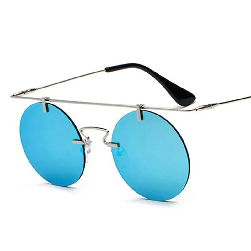Vintage Punk Rectangular Bridge Rimless Lightweight Sunglasses