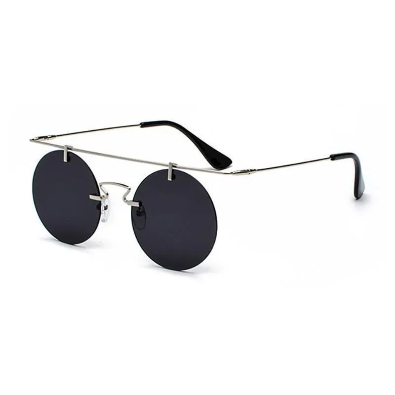 Vintage Punk Rectangular Bridge Rimless Lightweight Sunglasses