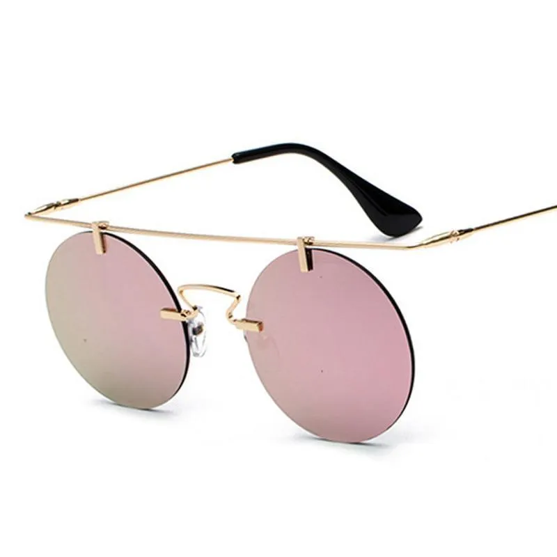 Vintage Punk Rectangular Bridge Rimless Lightweight Sunglasses