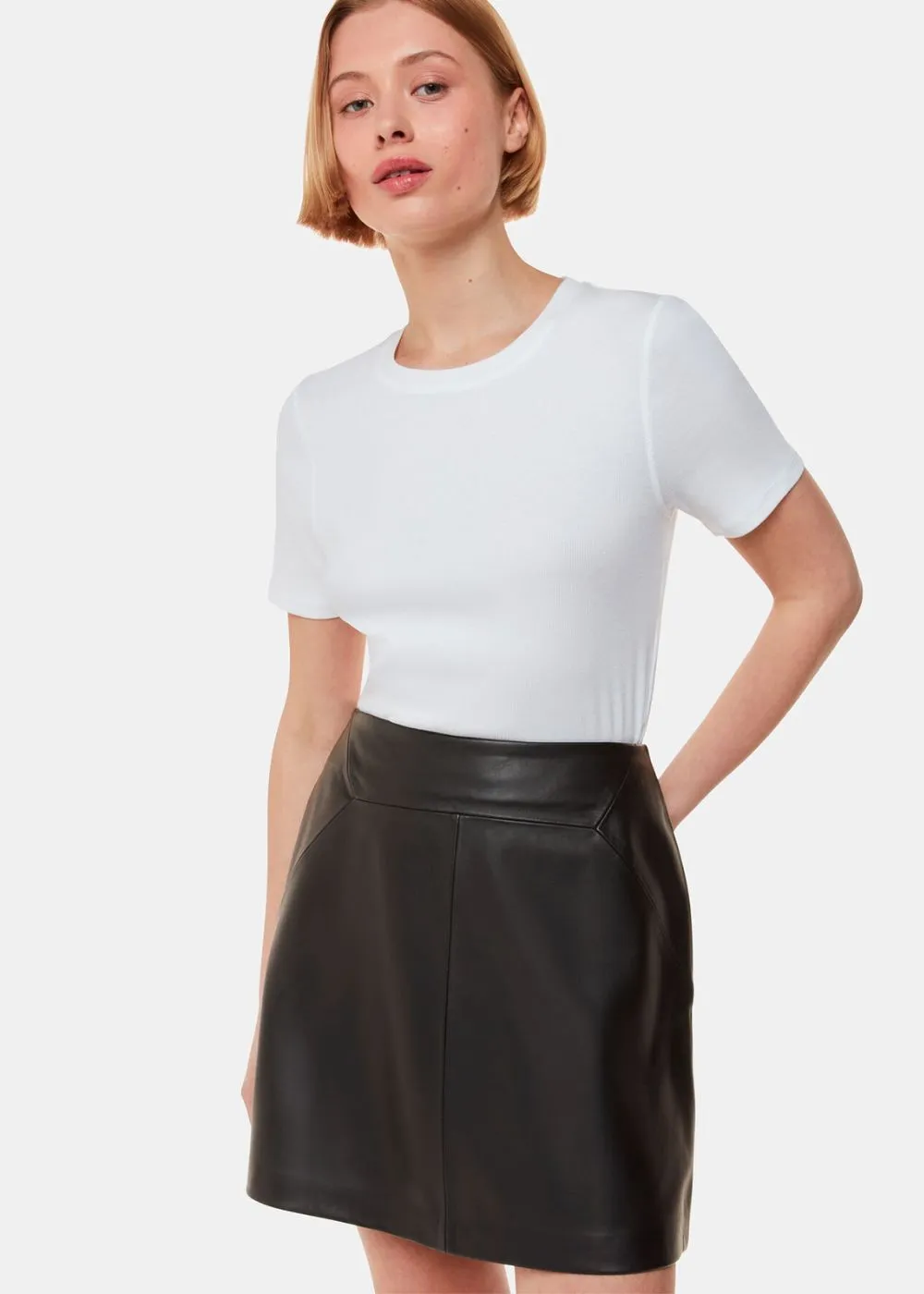 Whistles Leather A Line Skirt