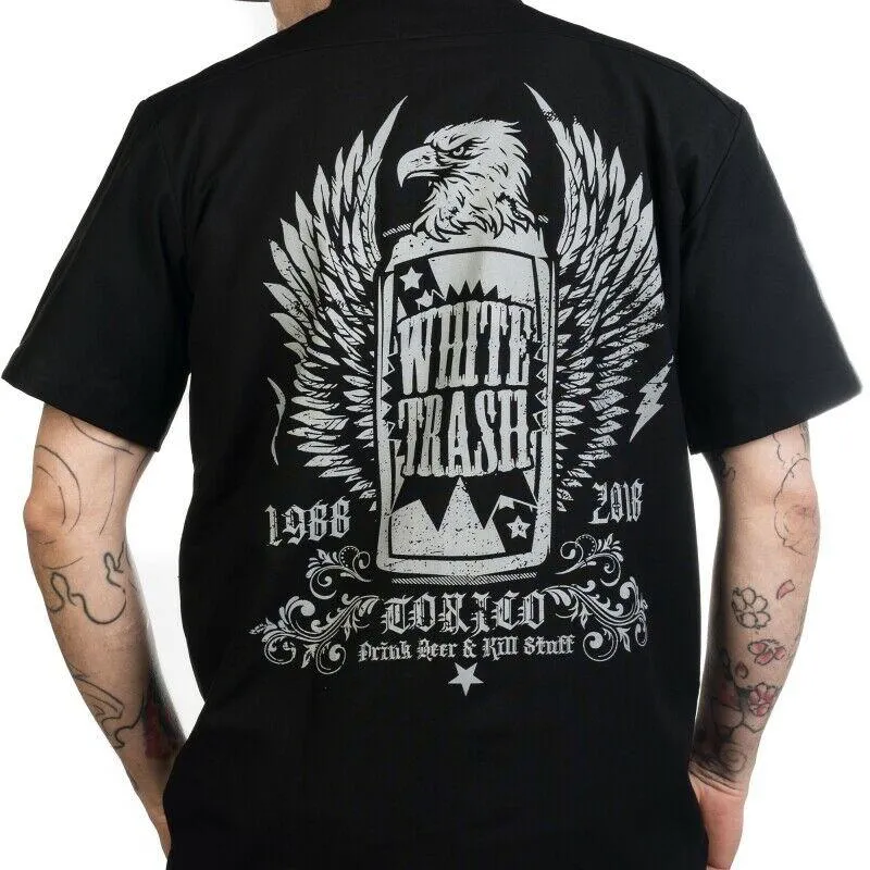 White Trash Beer Mens Button Up Work Shirt