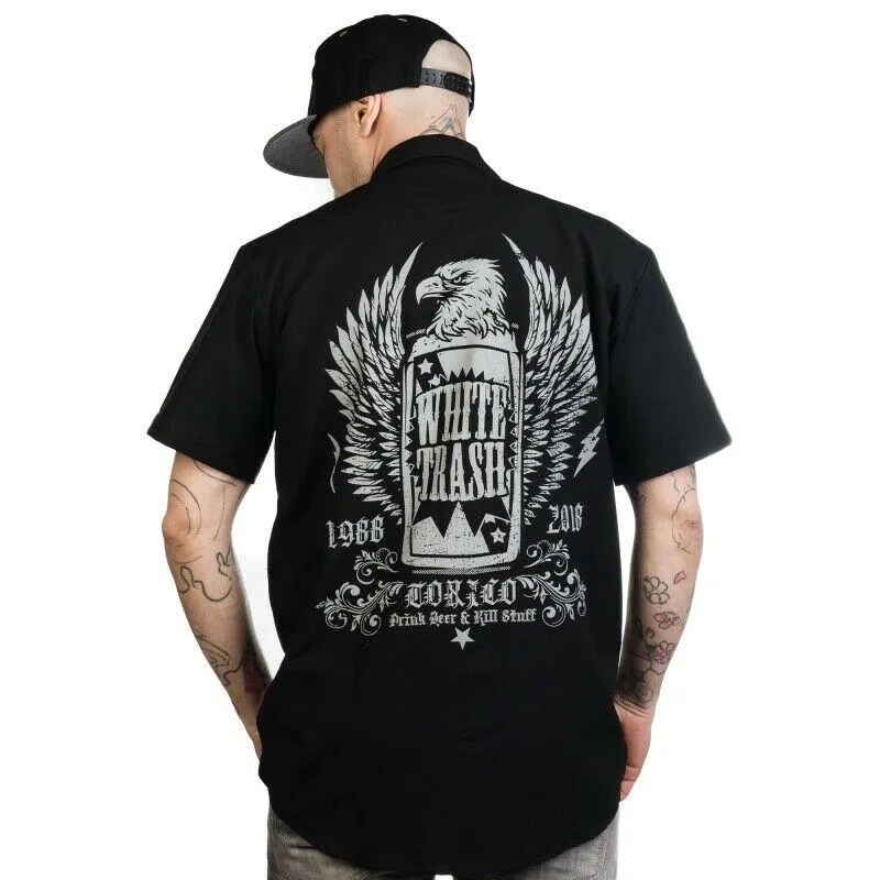 White Trash Beer Mens Button Up Work Shirt