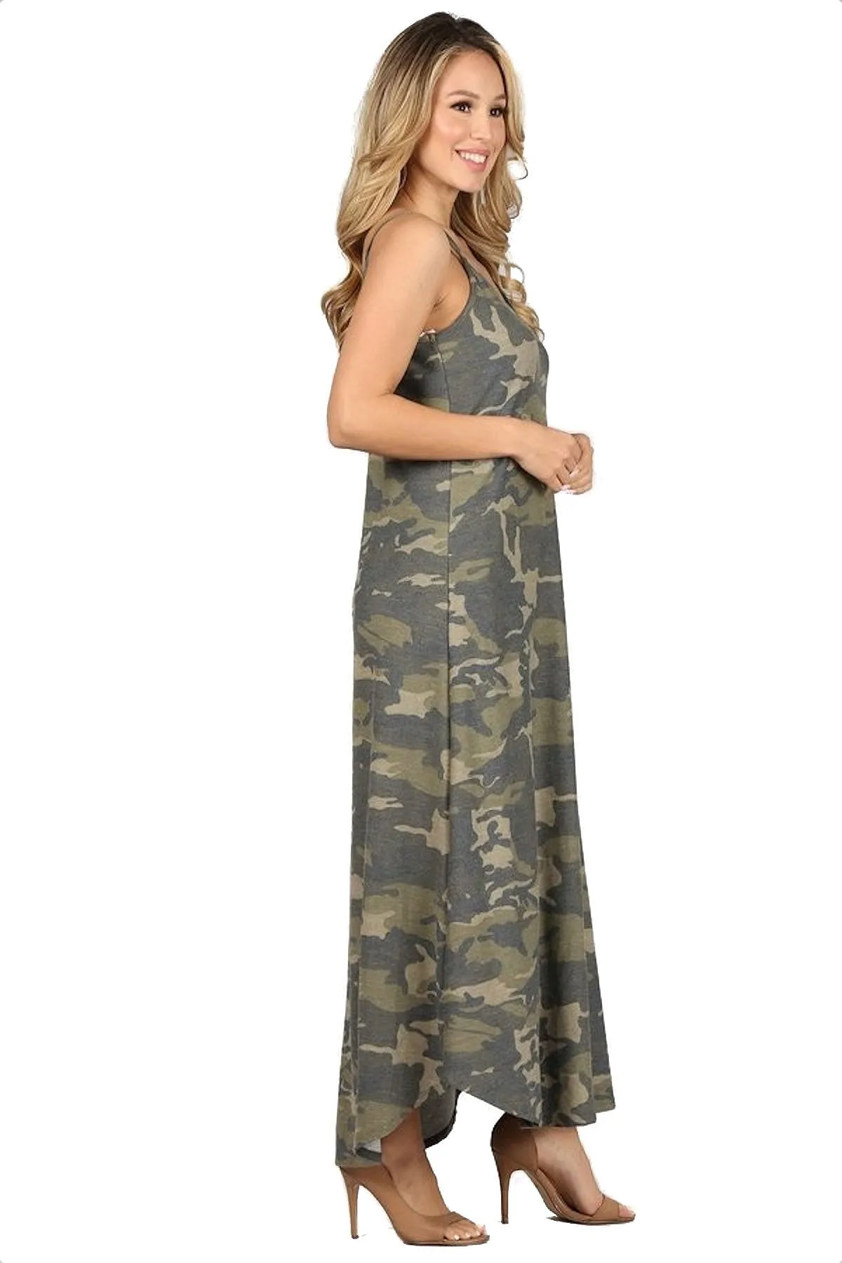 Women's Long Camouflage Lounge Dress Nightgown Maxi