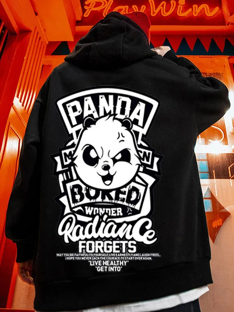 Y2K Retro Oversized Letter Panda Print Hoodies