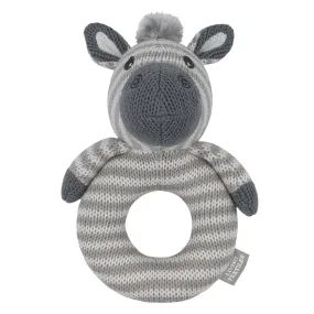 Zac the Zebra Knitted Rattle