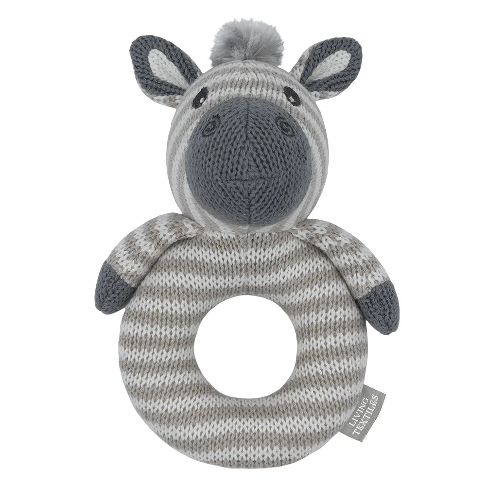 Zac the Zebra Knitted Rattle