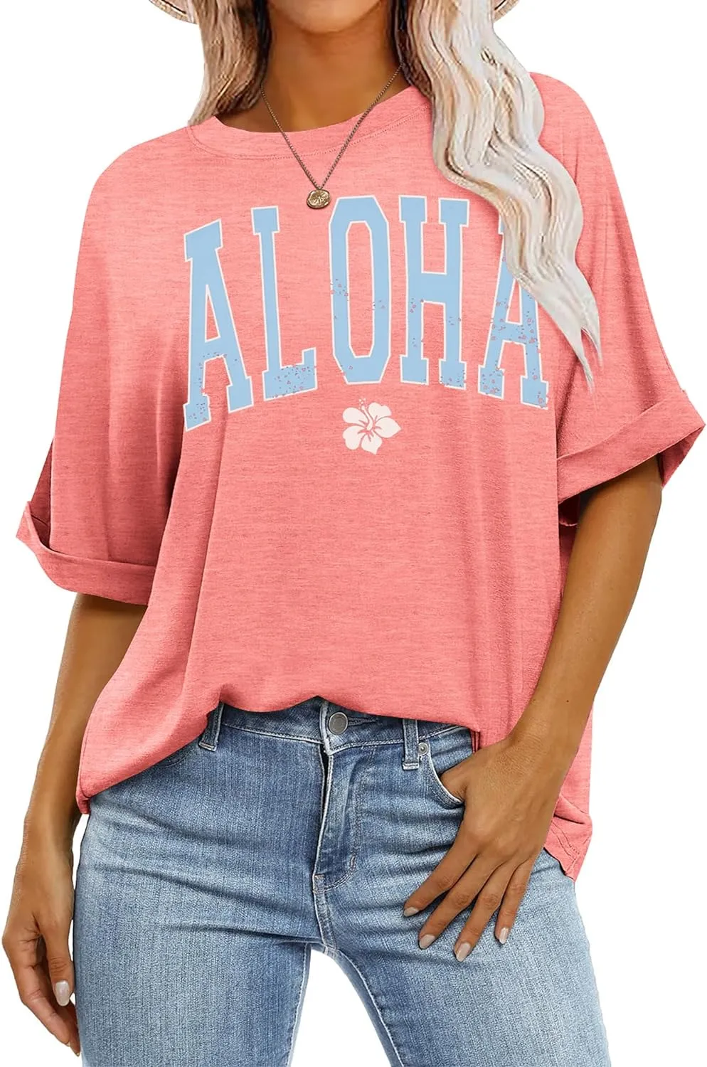 Zeagoo Women Oversized T-Shirt Summer Casual Short Sleeve Loose Tee Tops