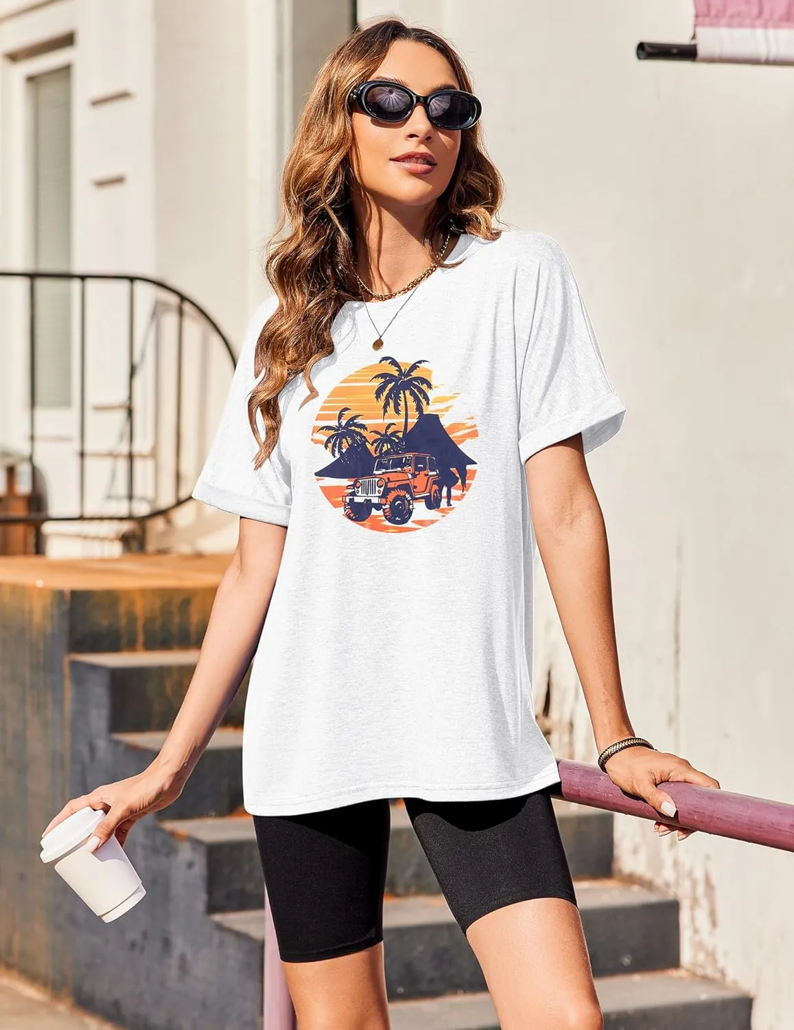 Zeagoo Women Oversized T-Shirt Summer Casual Short Sleeve Loose Tee Tops